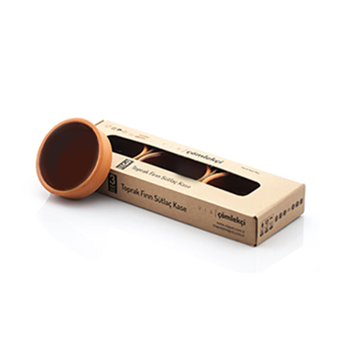anadolu - round bowl, 12*4 cm, (full natural, non-glazed), 3 pcs set, gift box