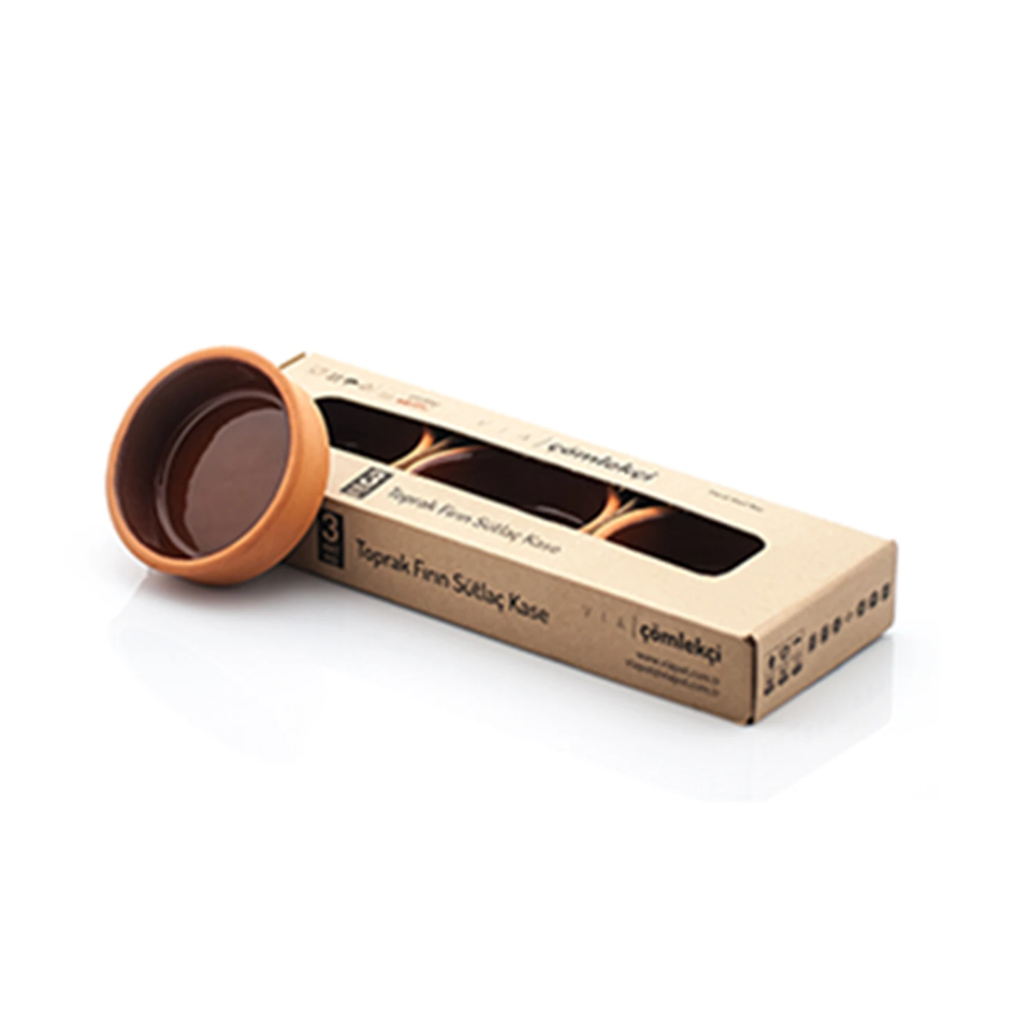 anadolu - round bowl, 12*4 cm, (inner brown glazed), 3 pcs set, gift box