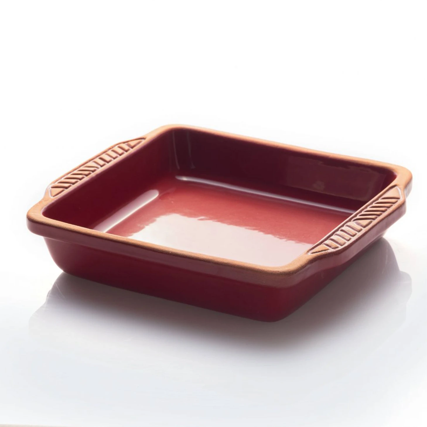 belgrad - square oven tray, 22,5*26*6 cm, (inner brown glazed), 1 pcs