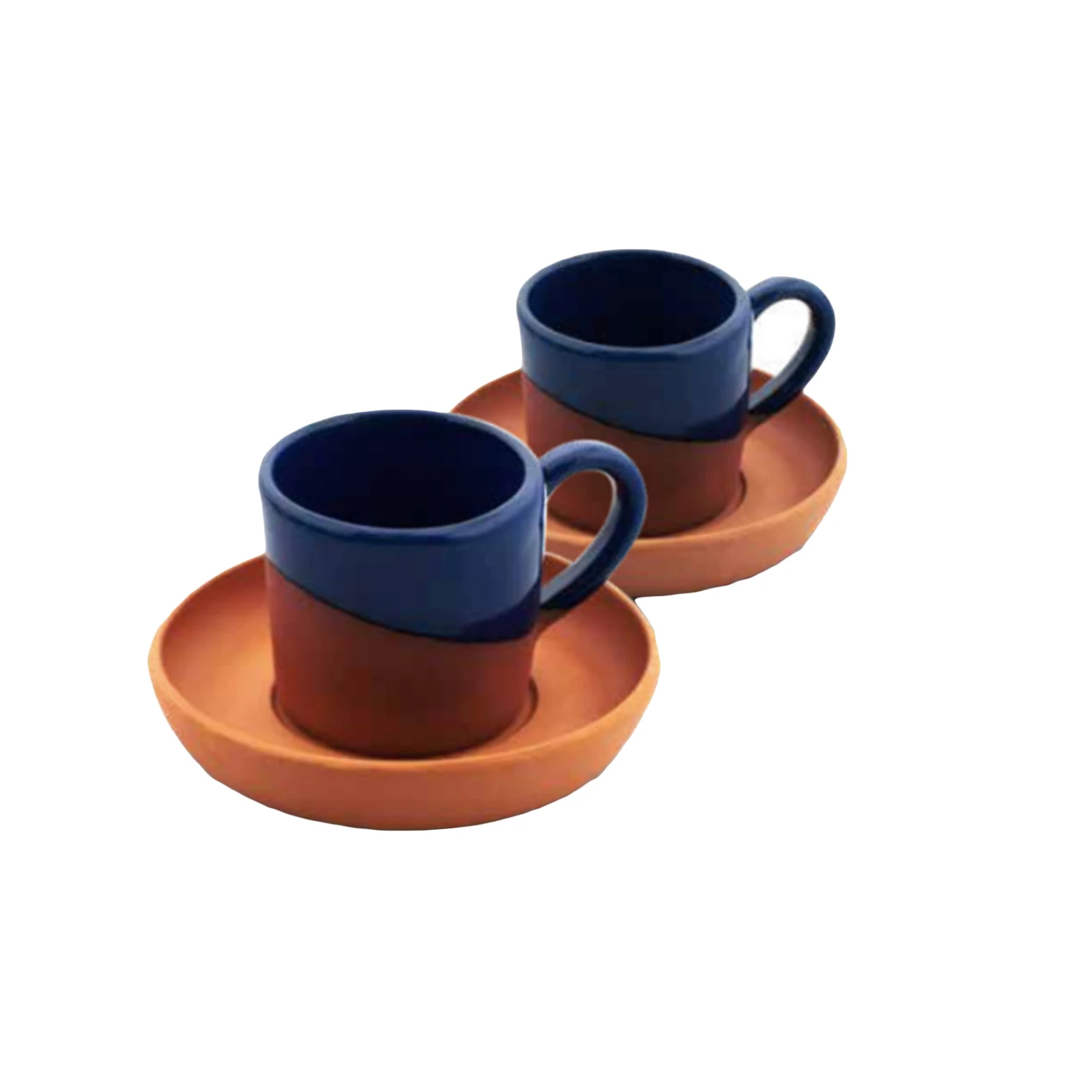 beypazari - espresso 80 ml, 6*5 cm, (inner & half outer color glazed), 2 pcs set, gift box