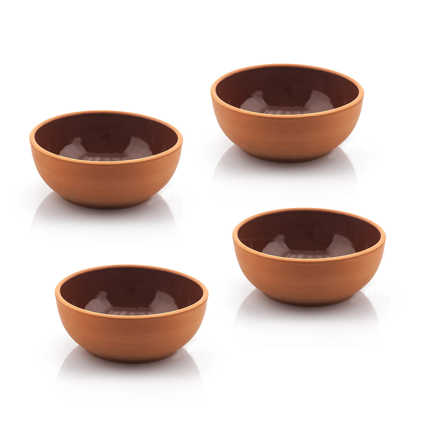 heybeli - round bowl, 10*4 cm, (inner brown glazed), 4 pcs set, gift box