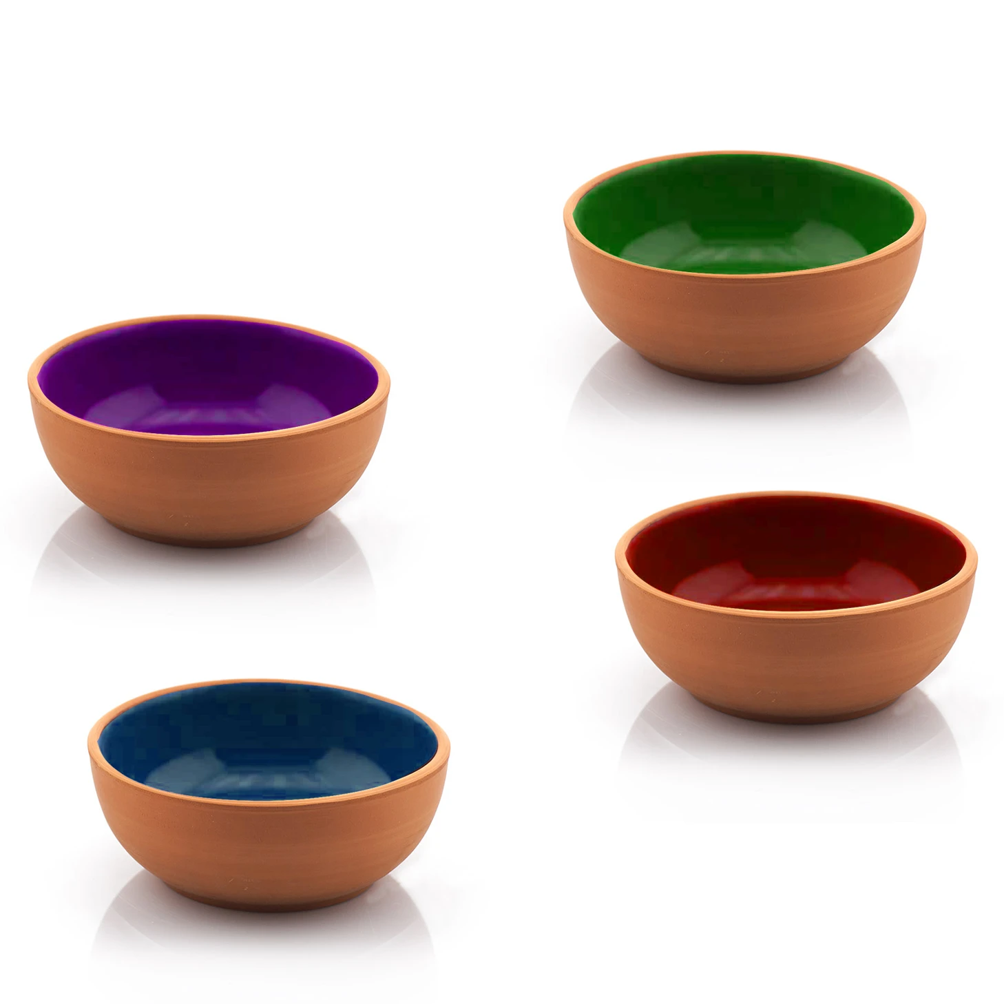 heybeli - round bowl, 10*4 cm, (inner color glazed), 4 pcs set, shrink film