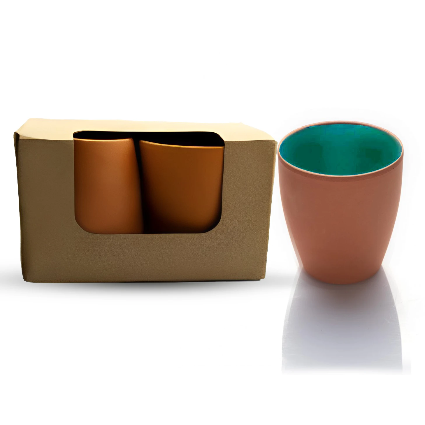 tarsus - cup 330 ml, 9*9,5 cm, (inner color glazed), 2 pcs set, gift box