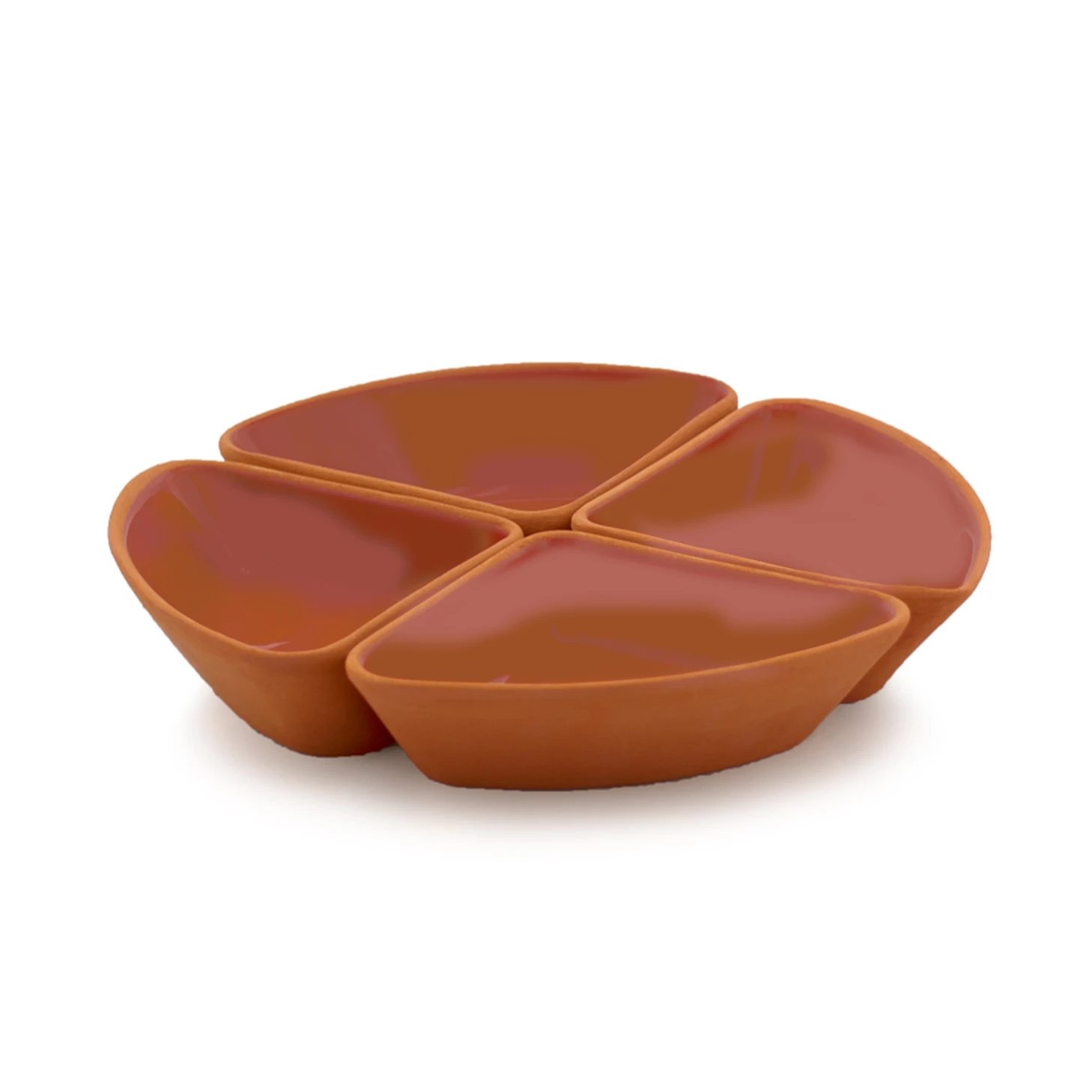 yonca - triangle plate, 15*10*3,5 cm, (full natural, non-glazed), 4 pcs set, shrink film