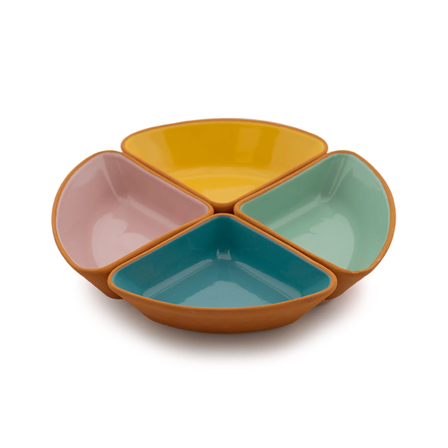 yonca - triangle plate, 15*10*3,5 cm, (inner color glazed), 4 pcs set, shrink film